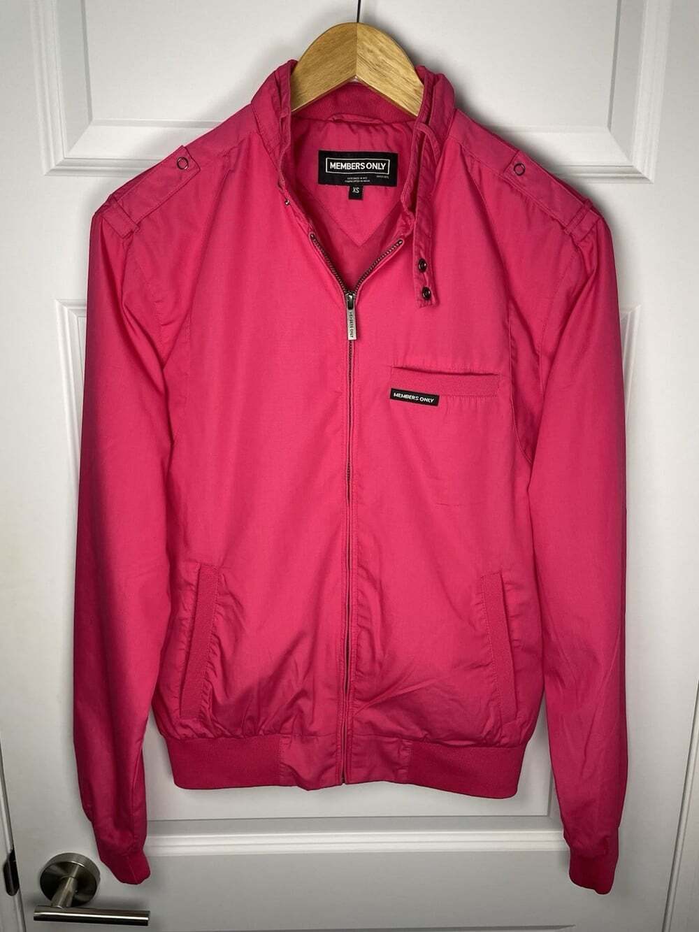 Members Only Iconic Racer Jacket Womens XS Barbie Hot Pink Modern Retro Classic